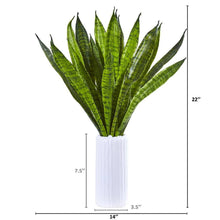Load image into Gallery viewer, 22&quot; Sansevieria Artificial Plant in White Vase
