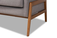 Load image into Gallery viewer, Baxton Studio Perris Mid-Century Modern Light Grey Fabric Upholstered Walnut Finished Wood Sofa
