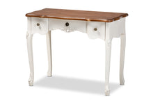 Load image into Gallery viewer, Baxton Studio Sophie Classic Traditional French Country White and Brown Finished Small 3-Drawer Wood Console Table
