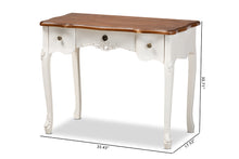 Load image into Gallery viewer, Baxton Studio Sophie Classic Traditional French Country White and Brown Finished Small 3-Drawer Wood Console Table
