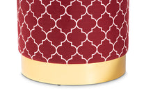 Load image into Gallery viewer, Baxton Studio Serra Glam and Luxe Red Quatrefoil Velvet Fabric Upholstered Gold Finished Metal Storage Ottoman
