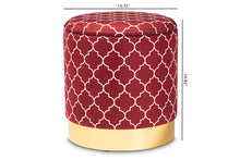Load image into Gallery viewer, Baxton Studio Serra Glam and Luxe Red Quatrefoil Velvet Fabric Upholstered Gold Finished Metal Storage Ottoman
