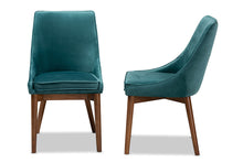 Load image into Gallery viewer, Baxton Studio Gilmore Modern and Contemporary Teal Velvet Fabric Upholstered and Walnut Brown Finished Wood 2-Piece Dining Chair Set Set
