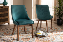 Load image into Gallery viewer, Baxton Studio Gilmore Modern and Contemporary Teal Velvet Fabric Upholstered and Walnut Brown Finished Wood 2-Piece Dining Chair Set Set

