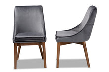 Load image into Gallery viewer, Baxton Studio Gilmore Modern and Contemporary Grey Velvet Fabric Upholstered and Walnut Brown Finished Wood 2-Piece Dining Chair Set Set
