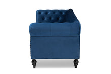 Load image into Gallery viewer, Baxton Studio Emma Traditional and Transitional Navy Blue Velvet Fabric Upholstered and Button Tufted Chesterfield Sofa
