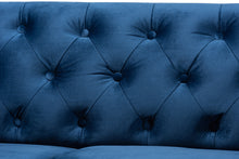 Load image into Gallery viewer, Baxton Studio Emma Traditional and Transitional Navy Blue Velvet Fabric Upholstered and Button Tufted Chesterfield Sofa
