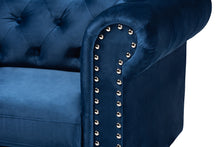 Load image into Gallery viewer, Baxton Studio Emma Traditional and Transitional Navy Blue Velvet Fabric Upholstered and Button Tufted Chesterfield Sofa
