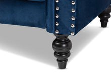 Load image into Gallery viewer, Baxton Studio Emma Traditional and Transitional Navy Blue Velvet Fabric Upholstered and Button Tufted Chesterfield Sofa
