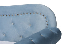 Load image into Gallery viewer, Baxton Studio Abbie Traditional and Transitional Light Blue Velvet Fabric Upholstered and Crystal Tufted Twin Size Daybed with Trundle
