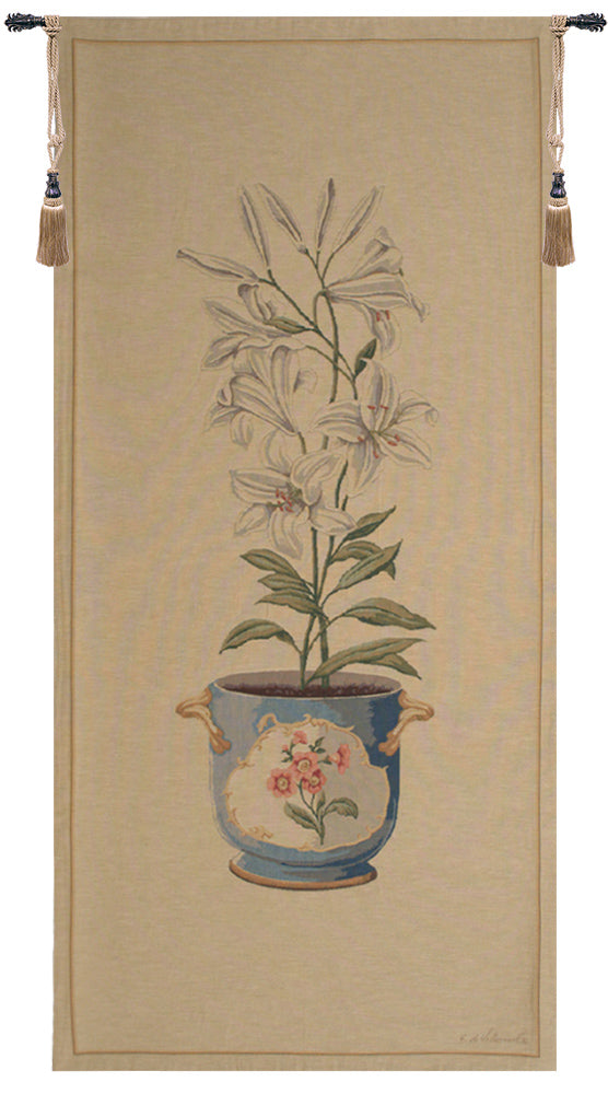 White Amaryllis Large European Tapestry