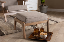 Load image into Gallery viewer, Baxton Studio Sigrid Mid-Century Modern Light Grey Fabric Upholstered Antique Oak Finished Wood Ottoman
