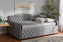 Load image into Gallery viewer, Baxton Studio Freda Transitional and Contemporary Grey Velvet Fabric Upholstered and Button Tufted Full Size Daybed
