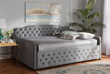 Load image into Gallery viewer, Baxton Studio Freda Transitional and Contemporary Grey Velvet Fabric Upholstered and Button Tufted Full Size Daybed
