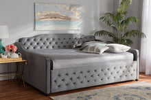 Load image into Gallery viewer, Baxton Studio Freda Transitional and Contemporary Grey Velvet Fabric Upholstered and Button Tufted Full Size Daybed
