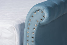 Load image into Gallery viewer, Baxton Studio Abbie Traditional and Transitional Light Blue Velvet Fabric Upholstered and Crystal Tufted Queen Size Daybed with Trundle
