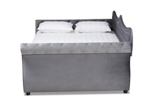 Load image into Gallery viewer, Baxton Studio Abbie Traditional and Transitional Grey Velvet Fabric Upholstered and Crystal Tufted Queen Size Daybed with Trundle
