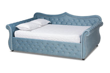 Load image into Gallery viewer, Baxton Studio Abbie Traditional and Transitional Light Blue Velvet Fabric Upholstered and Crystal Tufted Full Size Daybed
