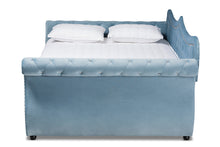 Load image into Gallery viewer, Baxton Studio Abbie Traditional and Transitional Light Blue Velvet Fabric Upholstered and Crystal Tufted Queen Size Daybed
