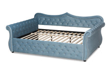 Load image into Gallery viewer, Baxton Studio Abbie Traditional and Transitional Light Blue Velvet Fabric Upholstered and Crystal Tufted Queen Size Daybed
