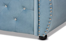 Load image into Gallery viewer, Baxton Studio Abbie Traditional and Transitional Light Blue Velvet Fabric Upholstered and Crystal Tufted Full Size Daybed
