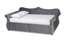 Load image into Gallery viewer, Baxton Studio Abbie Traditional and Transitional Grey Velvet Fabric Upholstered and Crystal Tufted Full Size Daybed
