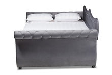 Load image into Gallery viewer, Baxton Studio Abbie Traditional and Transitional Grey Velvet Fabric Upholstered and Crystal Tufted Queen Size Daybed
