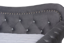 Load image into Gallery viewer, Baxton Studio Abbie Traditional and Transitional Grey Velvet Fabric Upholstered and Crystal Tufted Queen Size Daybed
