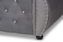 Load image into Gallery viewer, Baxton Studio Abbie Traditional and Transitional Grey Velvet Fabric Upholstered and Crystal Tufted Full Size Daybed
