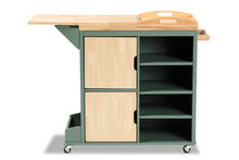 Load image into Gallery viewer, Baxton Studio Dorthy Coastal and Farmhouse Two-tone Dark Green and Natural Wood Kitchen Storage Cart
