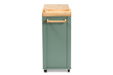 Load image into Gallery viewer, Baxton Studio Dorthy Coastal and Farmhouse Two-tone Dark Green and Natural Wood Kitchen Storage Cart
