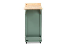 Load image into Gallery viewer, Baxton Studio Dorthy Coastal and Farmhouse Two-tone Dark Green and Natural Wood Kitchen Storage Cart

