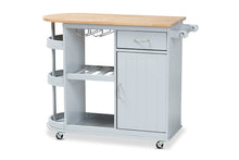 Load image into Gallery viewer, Baxton Studio Donnie Coastal and Farmhouse Two-Tone Light Grey and Natural Finished Wood Kitchen Storage Cart
