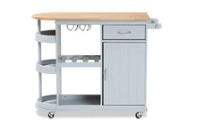 Load image into Gallery viewer, Baxton Studio Donnie Coastal and Farmhouse Two-Tone Light Grey and Natural Finished Wood Kitchen Storage Cart
