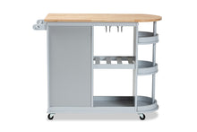 Load image into Gallery viewer, Baxton Studio Donnie Coastal and Farmhouse Two-Tone Light Grey and Natural Finished Wood Kitchen Storage Cart
