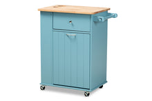 Load image into Gallery viewer, Baxton Studio Liona Modern and Contemporary Sky Blue Finished Wood Kitchen Storage Cart
