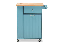 Load image into Gallery viewer, Baxton Studio Liona Modern and Contemporary Sky Blue Finished Wood Kitchen Storage Cart
