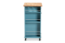 Load image into Gallery viewer, Baxton Studio Liona Modern and Contemporary Sky Blue Finished Wood Kitchen Storage Cart
