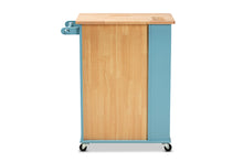 Load image into Gallery viewer, Baxton Studio Liona Modern and Contemporary Sky Blue Finished Wood Kitchen Storage Cart
