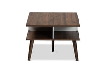 Load image into Gallery viewer, Baxton Studio Merlin Mid-Century Modern Two-Tone Walnut and White Finished 2-Drawer Wood Coffee Table
