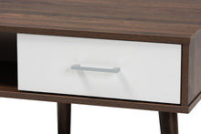 Load image into Gallery viewer, Baxton Studio Merlin Mid-Century Modern Two-Tone Walnut and White Finished 2-Drawer Wood Coffee Table
