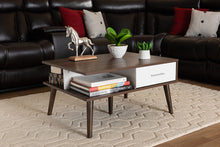 Load image into Gallery viewer, Baxton Studio Merlin Mid-Century Modern Two-Tone Walnut and White Finished 2-Drawer Wood Coffee Table
