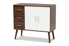 Load image into Gallery viewer, Baxton Studio Leena Mid-Century Modern Two-Tone White and Walnut Brown Finished Wood 3-Drawer Sideboard Buffet
