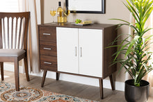 Load image into Gallery viewer, Baxton Studio Leena Mid-Century Modern Two-Tone White and Walnut Brown Finished Wood 3-Drawer Sideboard Buffet
