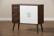 Load image into Gallery viewer, Baxton Studio Leena Mid-Century Modern Two-Tone White and Walnut Brown Finished Wood 3-Drawer Sideboard Buffet
