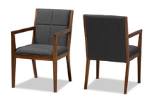 Load image into Gallery viewer, Baxton Studio Theresa Dark Grey and Walnut Effect 2-Piece Chair Set
