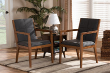 Load image into Gallery viewer, Baxton Studio Theresa Dark Grey and Walnut Effect 2-Piece Chair Set
