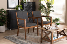 Load image into Gallery viewer, Baxton Studio Theresa Dark Grey and Walnut Effect 2-Piece Chair Set
