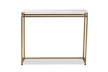 Load image into Gallery viewer, Baxton Studio Renzo Modern and Contemporary Brushed Gold Finished Metal Console Table with Faux Marble Tabletop
