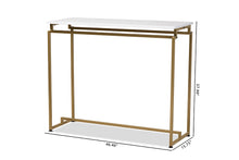 Load image into Gallery viewer, Baxton Studio Renzo Modern and Contemporary Brushed Gold Finished Metal Console Table with Faux Marble Tabletop
